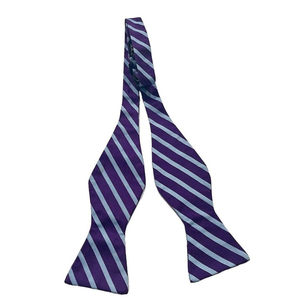 Ike Behar 100% Imported Silk Bow tie Adjustable Purple & Blue Hand Made In USA